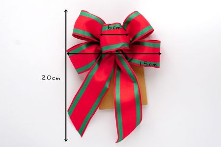 Red and Green Edge 5 Loops Ribbon Bow_BW637-W921-2